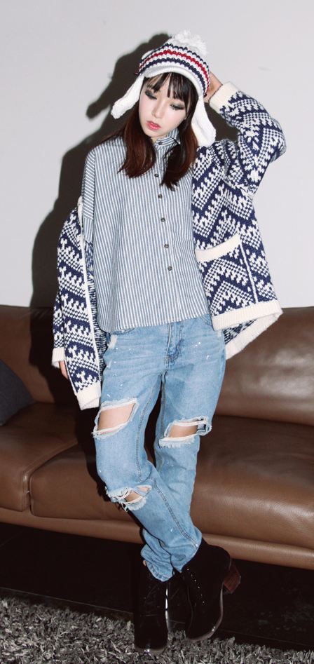 スナップ 写真  私服 ニットカーディガン (13)