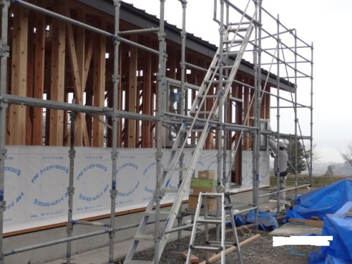 サッシ取り付・透湿シート貼