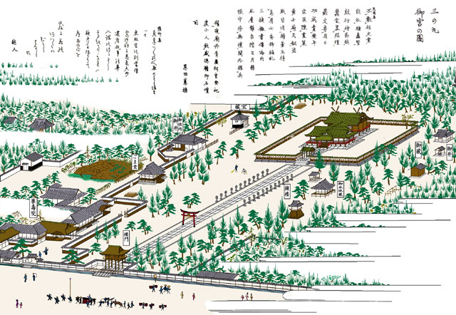 三の丸東照宮(モノクロの尾張名所図会をデジタルでイメージ着色)