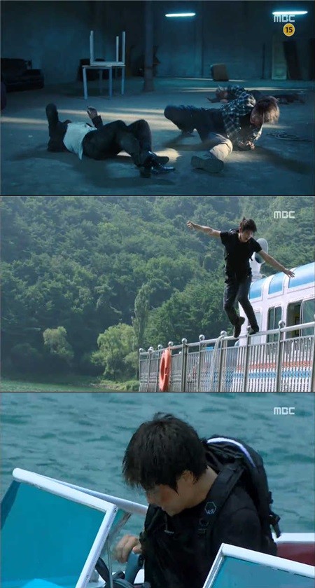 'ツーウィーク'のイ·ジュンギが臨機応変に逃げてボート運転までして追撃を逃れている。 / MBC 'ツーウィーク'放送キャプチャ