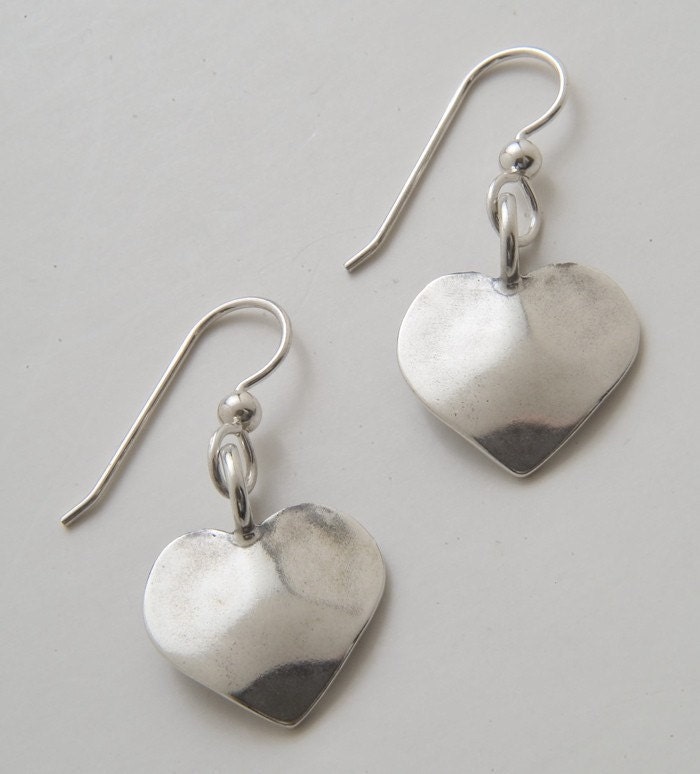Recycled Dimes Silver Heart Earrings made from Vintage US Silver Dimes