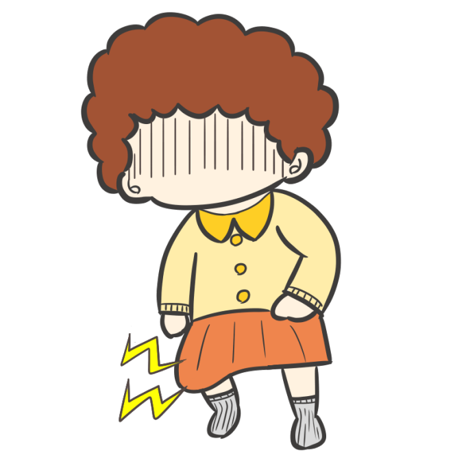 膝に痛みが走るおばさんのイラスト