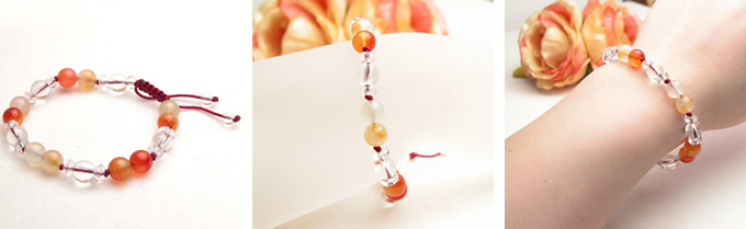 オレンジジプシー（カーネリアン&水晶・マクラメ編み）