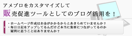 アメブロをカスタマイズして、販促ツールとしての活用を！