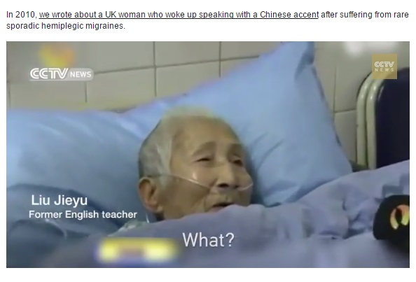 脳卒中で母国語を忘れた94歳中国人女性、英語でコミュニケーションを図るように。