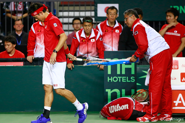 錦織が2セット連取でセットカウント2-1 [デ杯ワールドグループ・日本対カナダ]