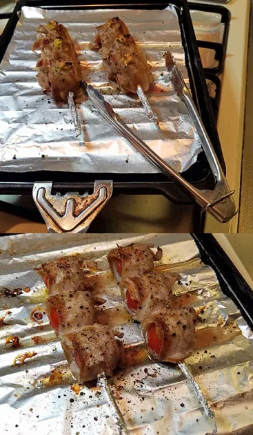 “ミニトマトの豚肉巻き串焼き”