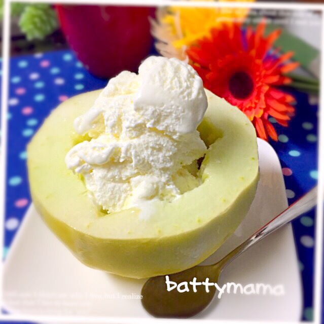 じゃ～ん✨自家製メロンでメロンアイス～ SnapDish 料理カメラ