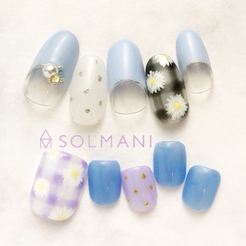 ギンガムチェック恵比寿春ネイル