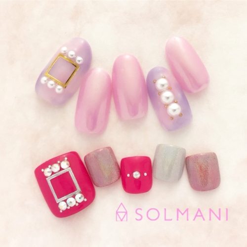 クロムパウダーユニコーン冬2018恵比寿 ネイル tokyo nail solmani