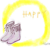 大人可愛いブーツとHAPPYの手書き文字のアイコン(twitter)のフリー素材(200×200pix) 