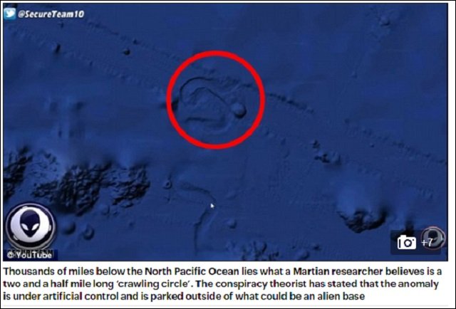 アラスカの海底を動き回る「超大型UFO」がグーグルアースで発見される！ 海外メディア騒然「直径4km、数百km移動した」の画像1