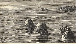 キリスト教化されたノルウェーで行われていた、恐ろしい形式の死刑執行。オーラブ・トリグヴァソン王は男性の予言者（ヴォルヴァ）を縛り、引き潮時にスケリー（skerry、岩の小島）へ置き去りにした。