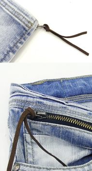 SETTIMO×ITALY 革ひも＆ジップポイント・ダメージ加工ウォッシュデニム