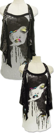 SETTIMO×ITALY フェイクスパンコールジレ付タンクトップ