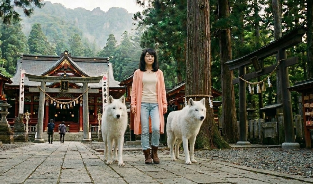 白い狛狼2頭 白い狛狼2頭