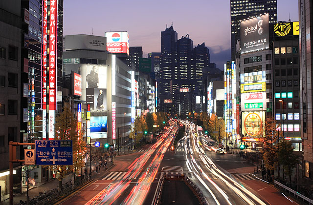 西新宿高層ビル夜景と銀杏の黄葉 水中カメラマンのデスクワークな日々