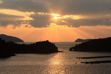 下松 笠戸島 はなぐり岩 夕日