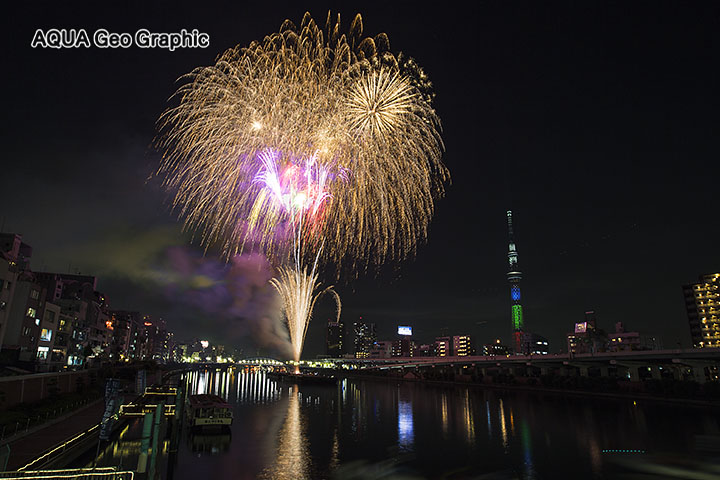 隅田川花火大会 厩橋 東京スカイツリー 光の三原色 特別ライティング