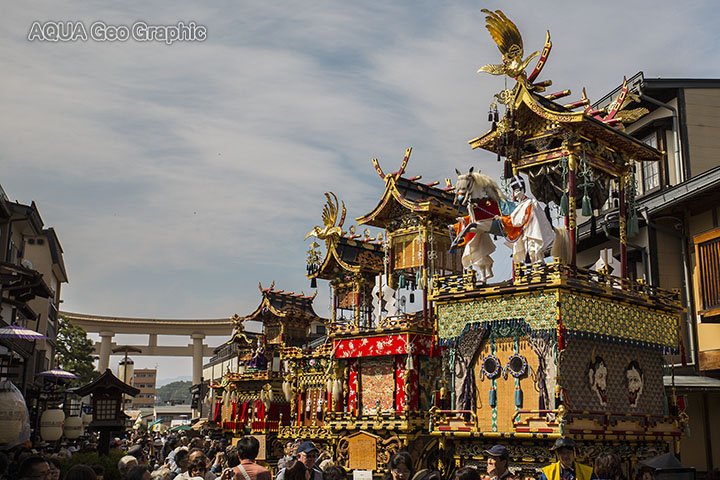 秋の高山祭り「八幡祭」屋台曳き揃え