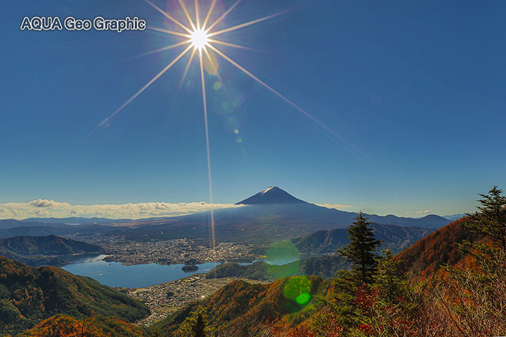 富士山と紅葉 河口湖　新道峠