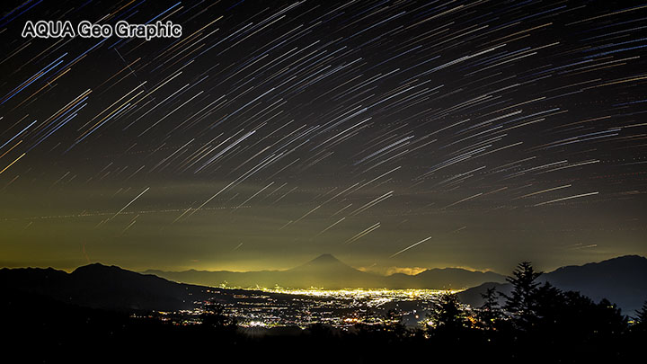 富士山　観音平　星空 夜景