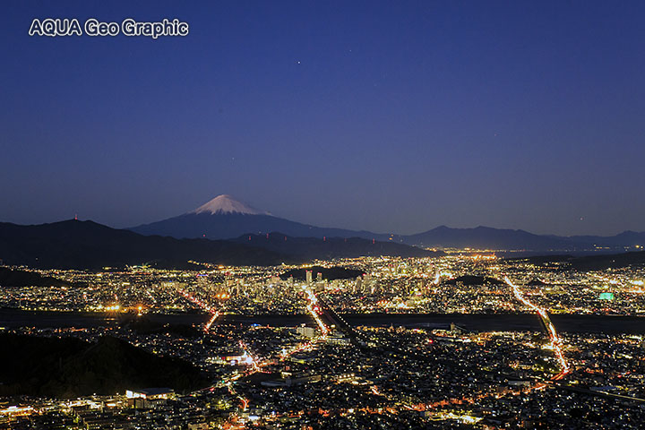 富士山　満月　夜景　朝鮮岩