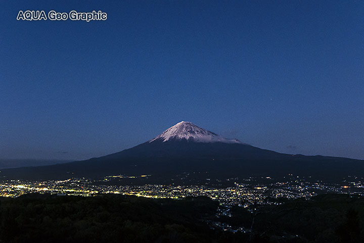 富士山　満月　夜景　明星山から富士山