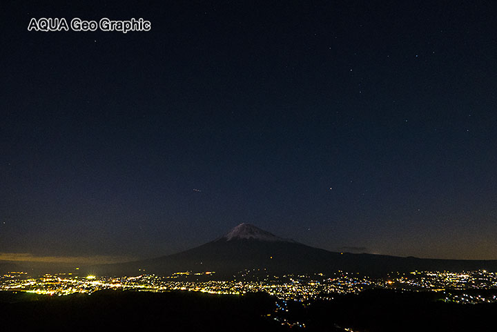 富士山　満月　夜景　明星山から富士山