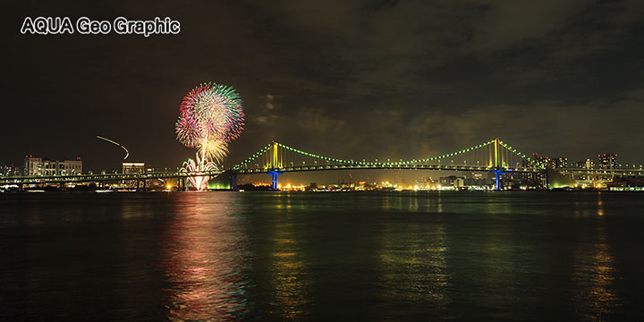 お台場レインボー花火2015　東京夜景 東京湾 レインボーブリッジ