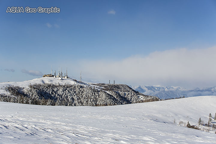 雪景色　牛伏山　美ヶ原高原　冬　北アルプス＆王ヶ頭方面
