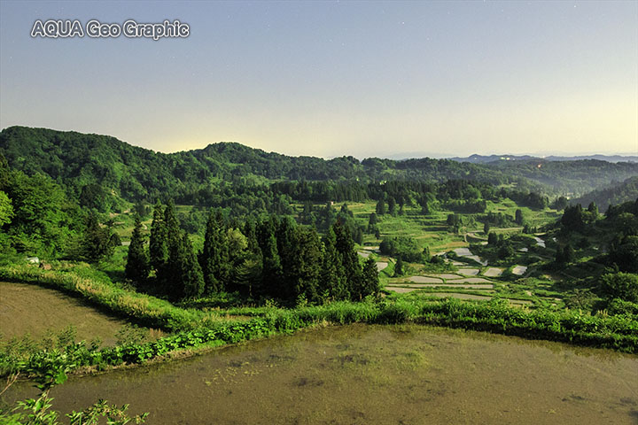 十日町市　松代の棚田　星峠の棚田　月光　月明かり