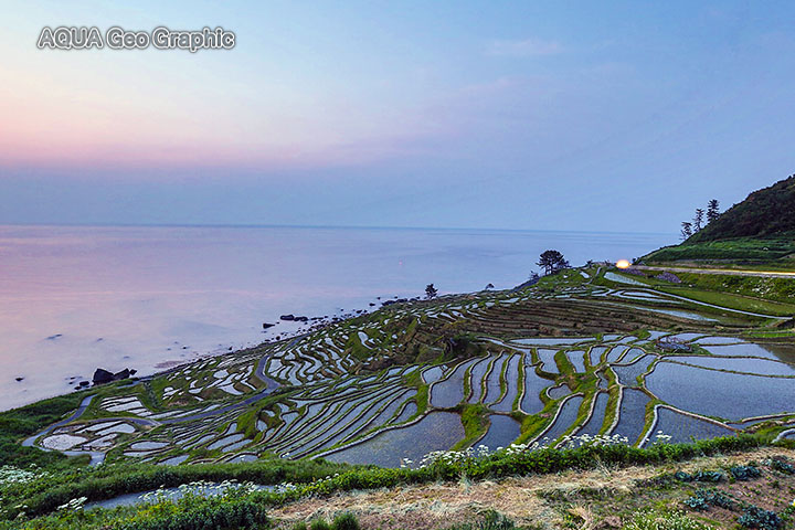 白米千枚田　能登半島　夕焼け
