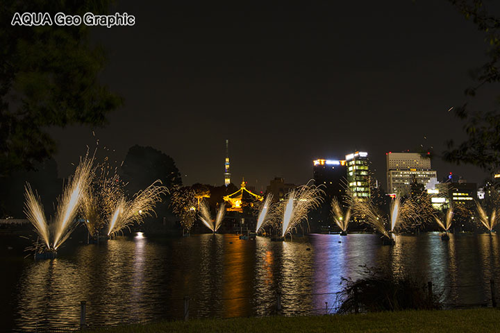 上野公園 不忍池 で開催された 数寄フェス 「不忍池ファイヤーアート 和火・茶火」