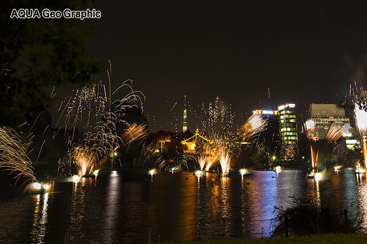 上野公園 不忍池 で開催された 数寄フェス 「不忍池ファイヤーアート 和火・茶火」