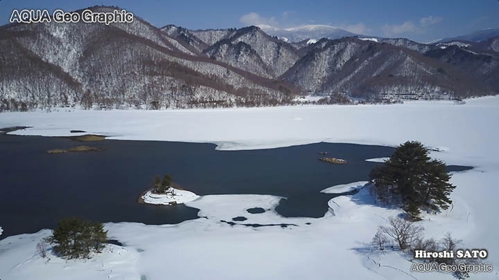 ドローン空撮 裏磐梯 雪景色 絶景 秋元湖 dji mavicc pro