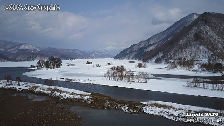 ドローン空撮 裏磐梯 雪景色 絶景 秋元湖 dji mavicc pro