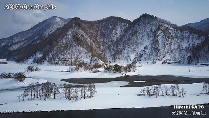 ドローン空撮 裏磐梯 雪景色 絶景 秋元湖 dji mavicc pro