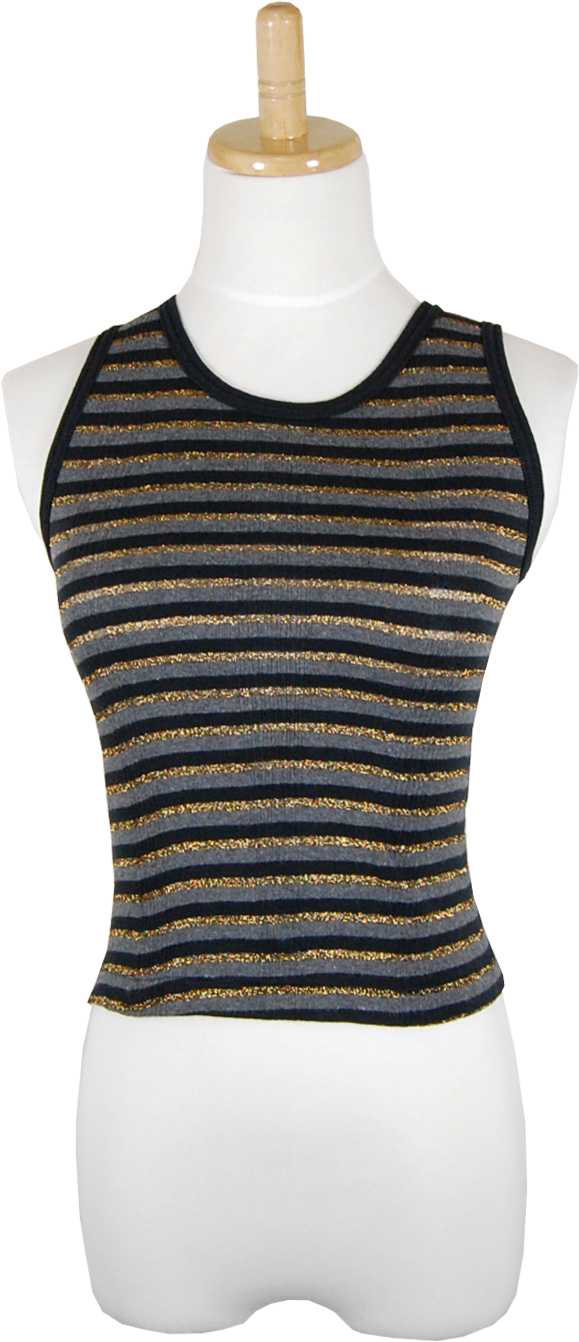 Robert P.Miller CHARCOAL/BLACK/GOLD ラメボーダータンクトップ [生地:R-7]