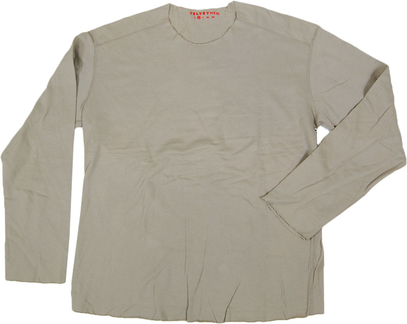 VELVETMEN カーキ長袖クルーネックカットソー