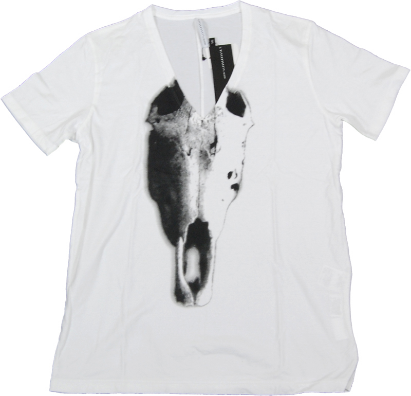 BLACKBARRETT by NEIL BARRETT 白VネックプリントTシャツ