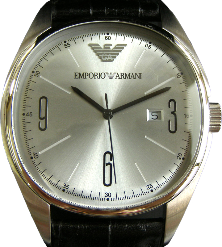 EMPORIO ARMANI シルバーフェイス腕時計