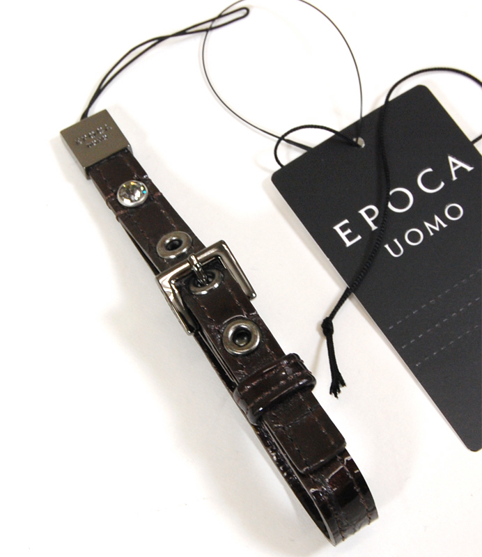 EPOCA UOMO 茶ベルト型携帯ストラップ