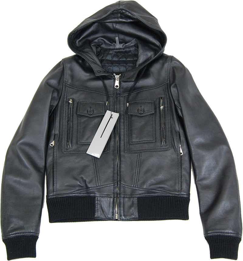 Dior homme フード付レザーブルゾン