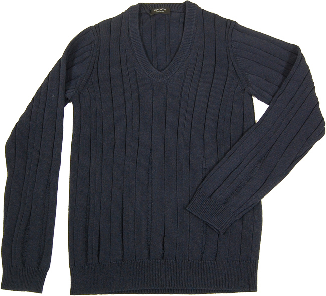 EPOCA UOMO 紺クラッシュ麻混サマーニット