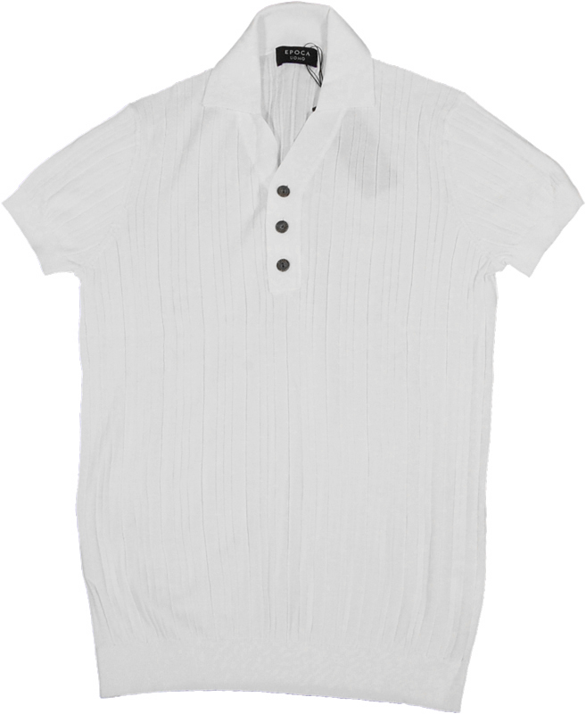 EPOCA UOMO 白半袖綿ニットシャツ