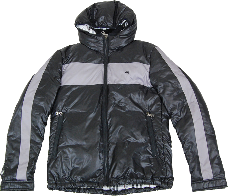 BURBERRY BLACK LABEL 黒フード付きダウンジャケット