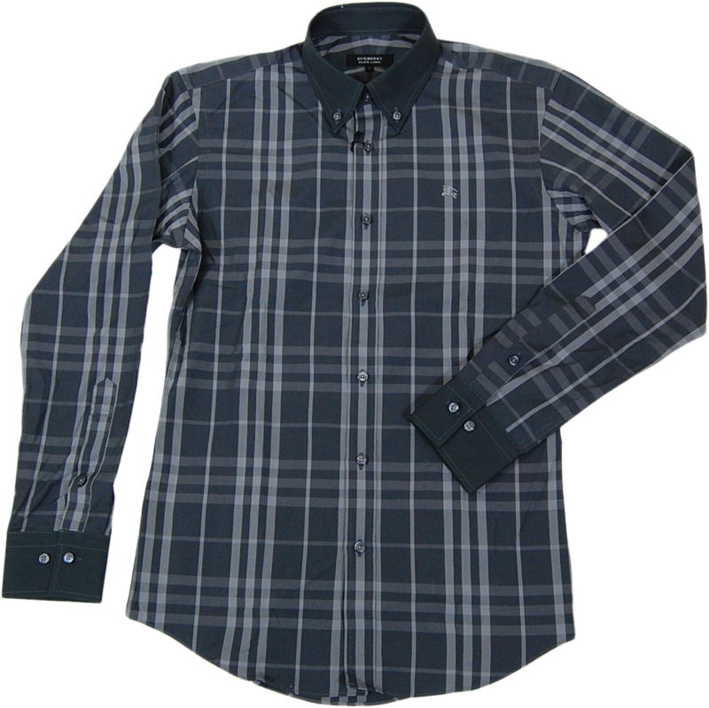 BURBERRY BLACK LABEL グレーチェックボタンダウンシャツ