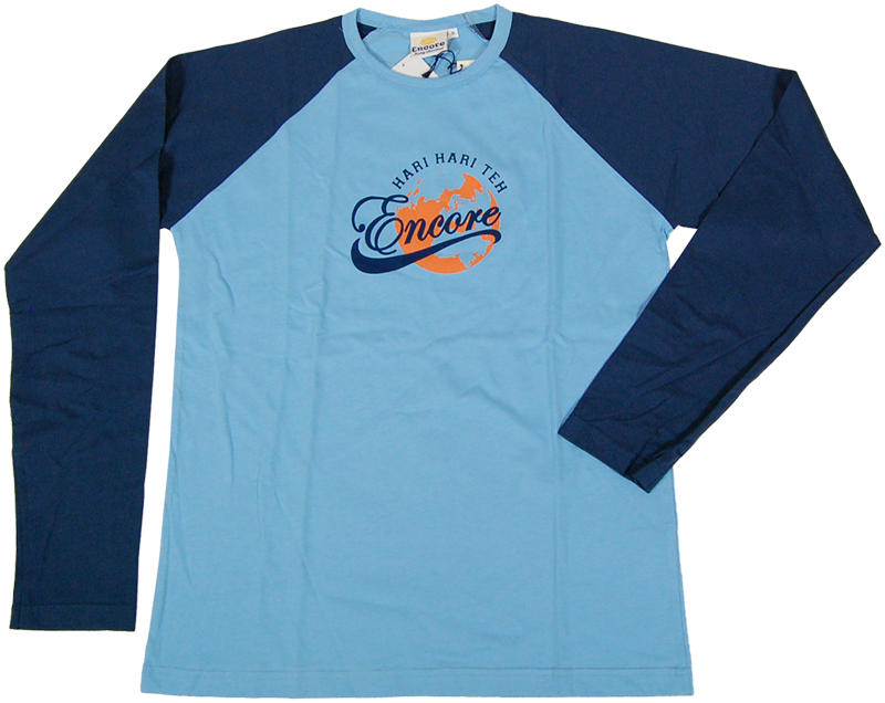 ENCORE 青紺プリント長袖Tシャツ