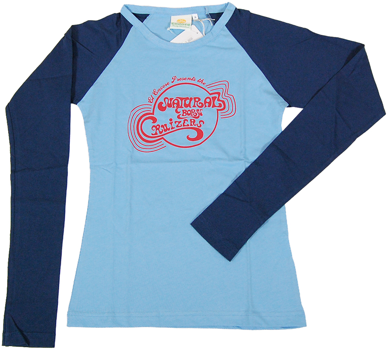 ENCORE 青プリント長袖Tシャツ